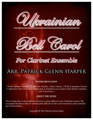 Book cover for Ukrainian Bell Carol - for Clarinet Choir