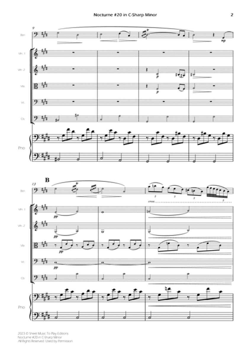 Nocturne No.20 in C Sharp minor - Bassoon Solo, Strings and Piano (Full Score and Parts) image number null