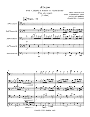 Allegro (from "Concerto for Four Claviers") (G min) (Violincello Quintet)