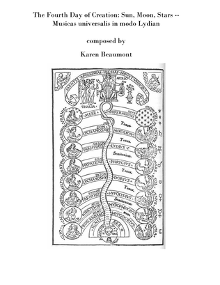 Book cover for The Fourth Day of Creation: Sun, Moon, Stars -- Musicas universalis in modo lydian