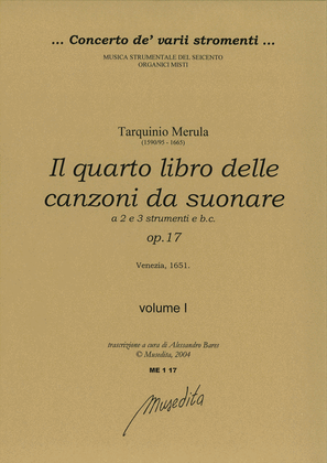 Book cover for Il quarto libro delle canzoni da suonare op.17 (Venezia, 1651)