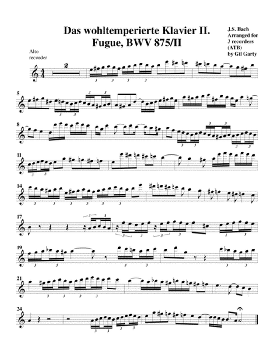 Fugue from Das wohltemperierte Klavier II, BWV 875/II (arrangement for 3 recorders)
