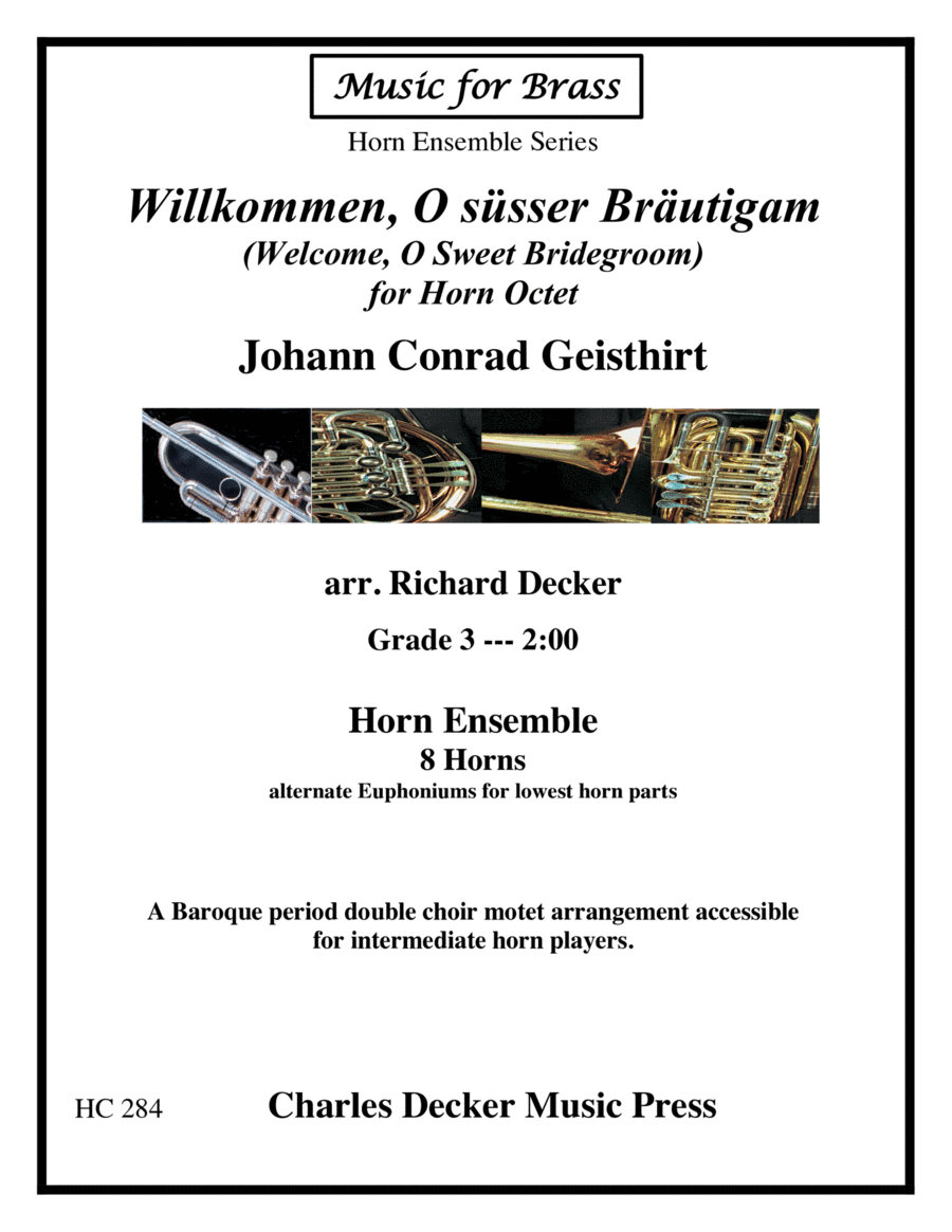 Motet: Willkommen, O süsser Bräutigam (Welcome, O Sweet Bridegroom) for Horn Octet image number null