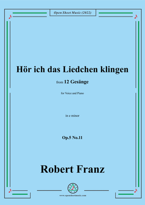 Book cover for Franz-Hor ich das Liedchen klingen,in e minor,Op.5 No.11