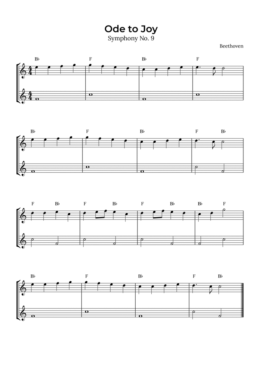 Ode to Joy (Trumpet and Horn with chords) image number null