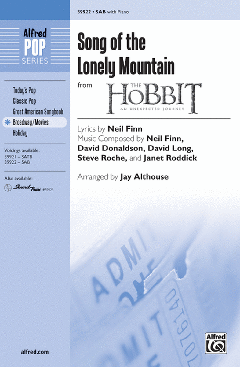 Song of the Lonely Mountain (from The Hobbit: An Unexpected Journey) by Jay Althouse 3-Part - Sheet Music