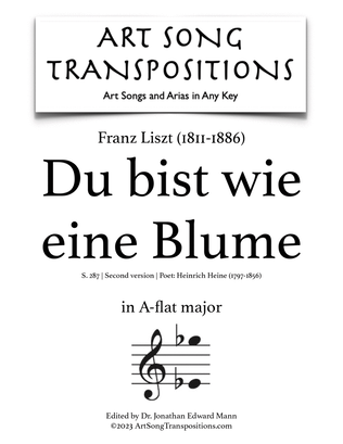 Book cover for LISZT: Du bist wie eine Blume, S. 287 (second version, transposed to A-flat major)