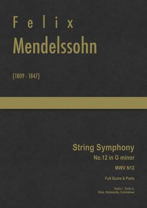 Book cover for Mendelssohn - String Symphony No.12 in G minor, MWV N 12