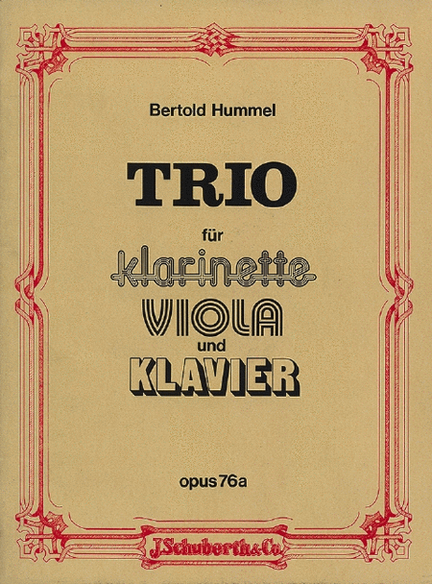 Trio Op. 76a For Clarinet, Viola And Piano Score And Parts