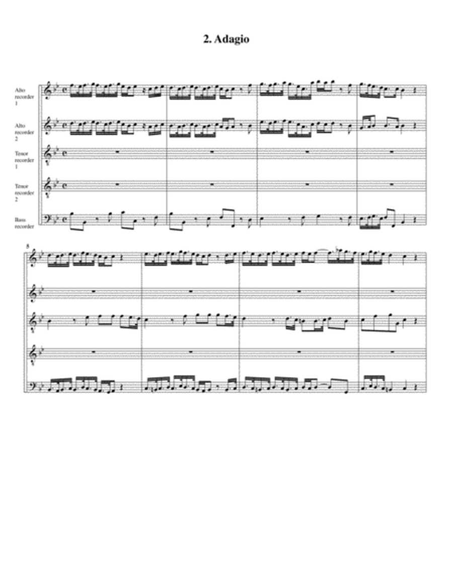 Concerto, Op.5, no.8 (arrangement for 5 recorders) by Tomaso Giovanni Albinoni Recorder - Digital Sheet Music