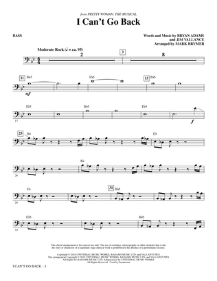Book cover for I Can't Go Back (from Pretty Woman: The Musical) (arr. Mark Brymer) - Bass