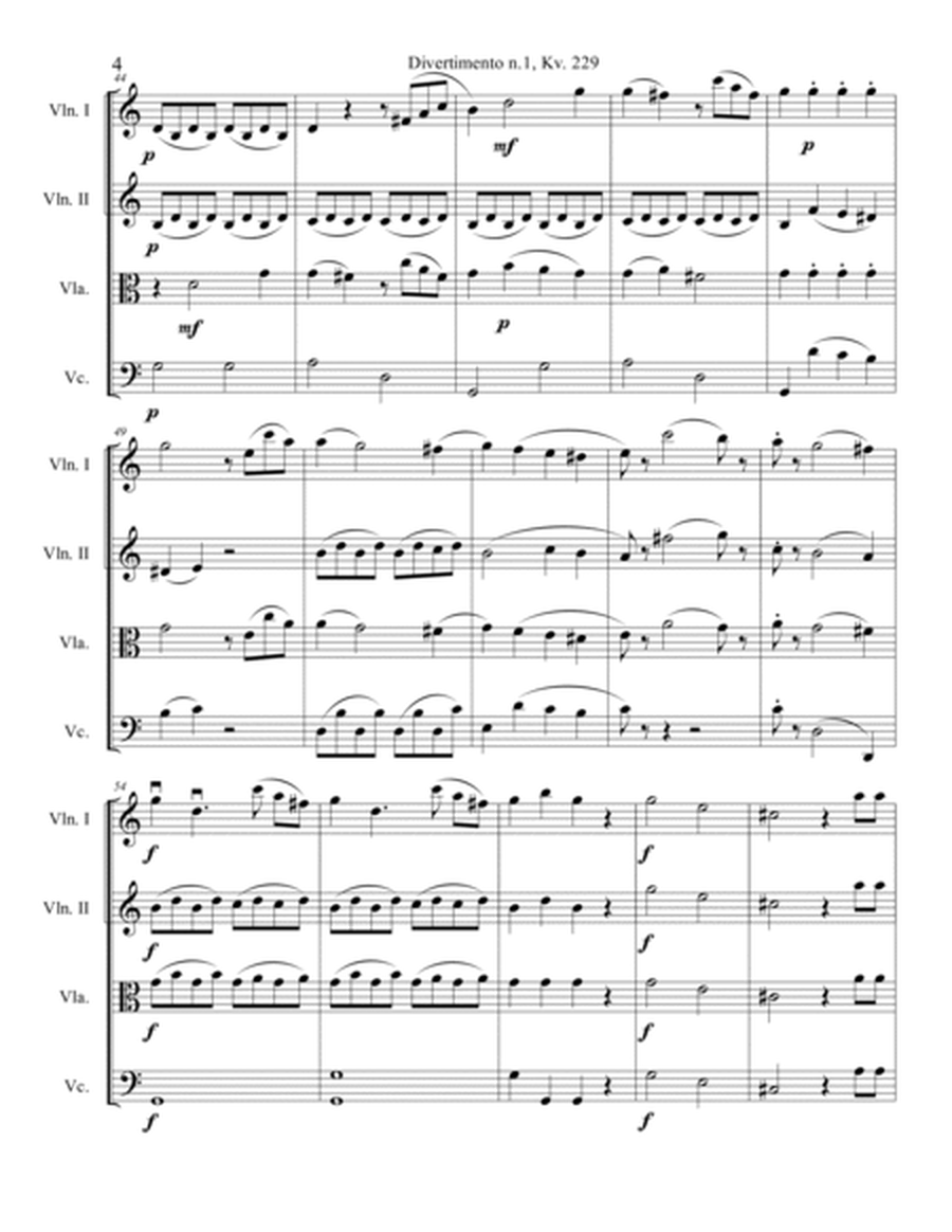 Mozart Divertimento kv. 229 n1 for string quartet image number null