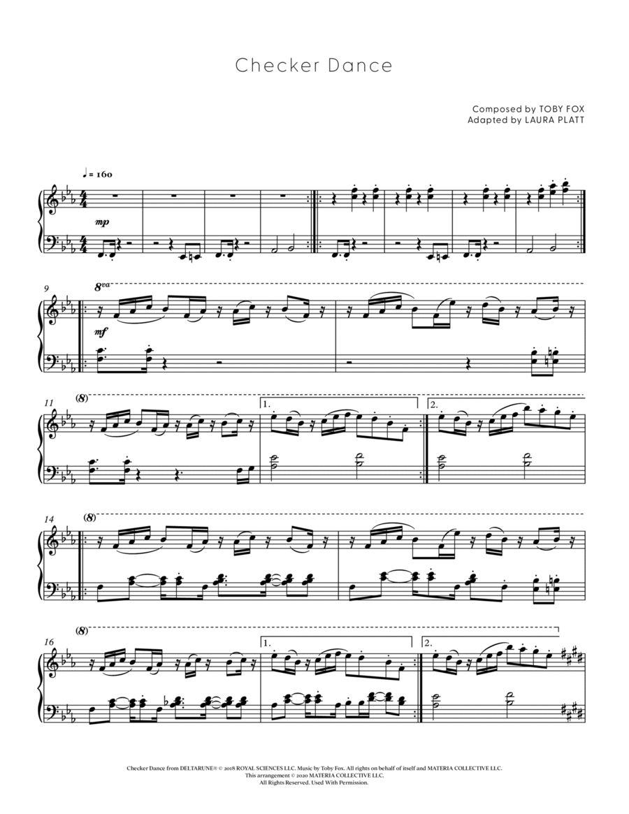 Checker Dance (DELTARUNE - Piano Sheet Music)