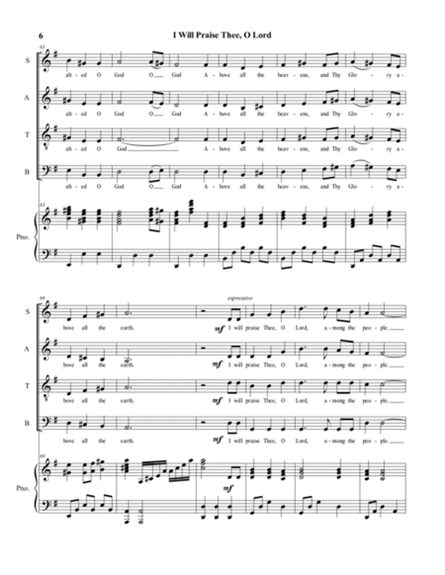 I Will Praise Thee, O Lord (SATB Choir) image number null