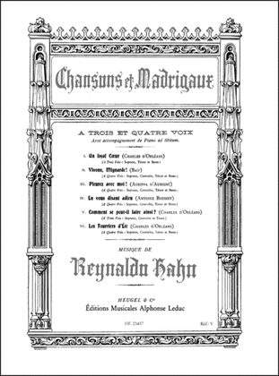 Book cover for Chansons et Madrigaux pour Trois et Quatre Voix