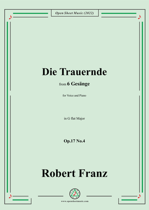 Book cover for Franz-Die Trauernde,in G flat Major,Op.17 No.4,from 6 Gesange