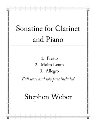 Book cover for Sonatine for Clarinet and Piano