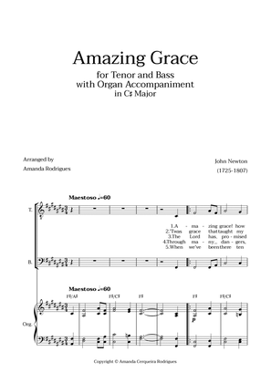Amazing Grace in C# Major - Tenor and Bass with Organ Accompaniment and Chords