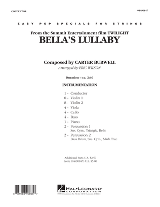 Book cover for Bella's Lullaby (from "Twilight") - Full Score