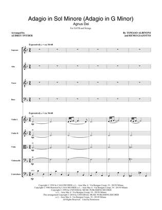 Book cover for Adagio In Sol Minore (Adagio in G Minor) (arr. Audrey Snyder) - Score