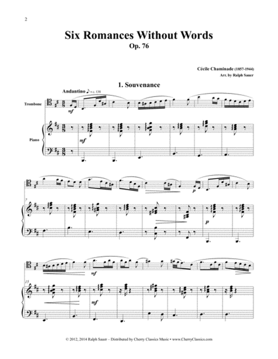 Six Romances Without Words, Op. 76 for Trombone and Piano