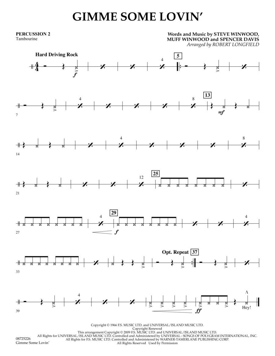 Gimme Some Lovin' - Percussion 2