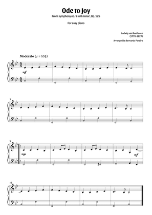 Book cover for Ode To Joy (easy piano in Bb major – clean sheet music)
