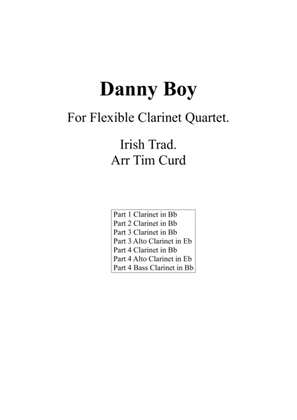 Book cover for Danny Boy for Flexible Clarinet Quartet