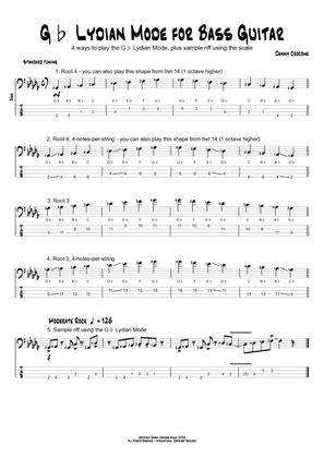 Gb Lydian Mode for Bass Guitar (4 Ways to Play)