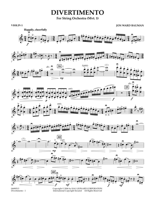 Book cover for Divertimento for String Orchestra (Mvt. 1) - Violin 1