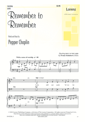 Book cover for Remember to Remember