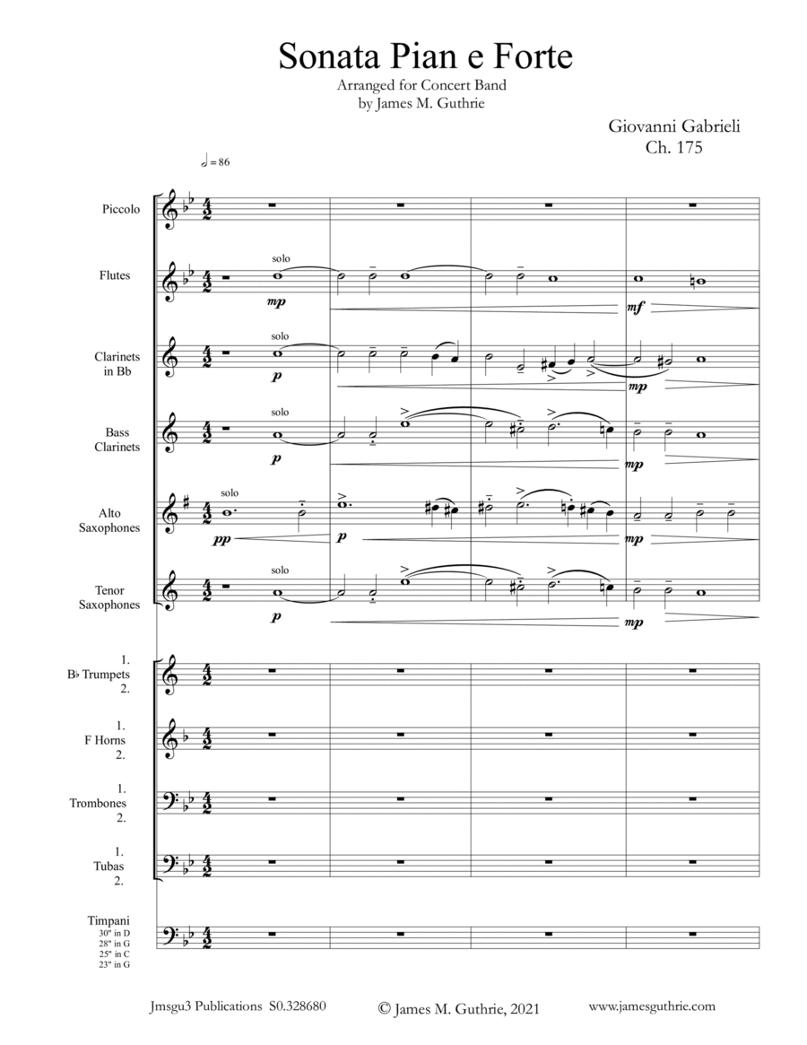 Gabrieli: Sonata Pian e Forte Ch. 175 for Concert Band image number null