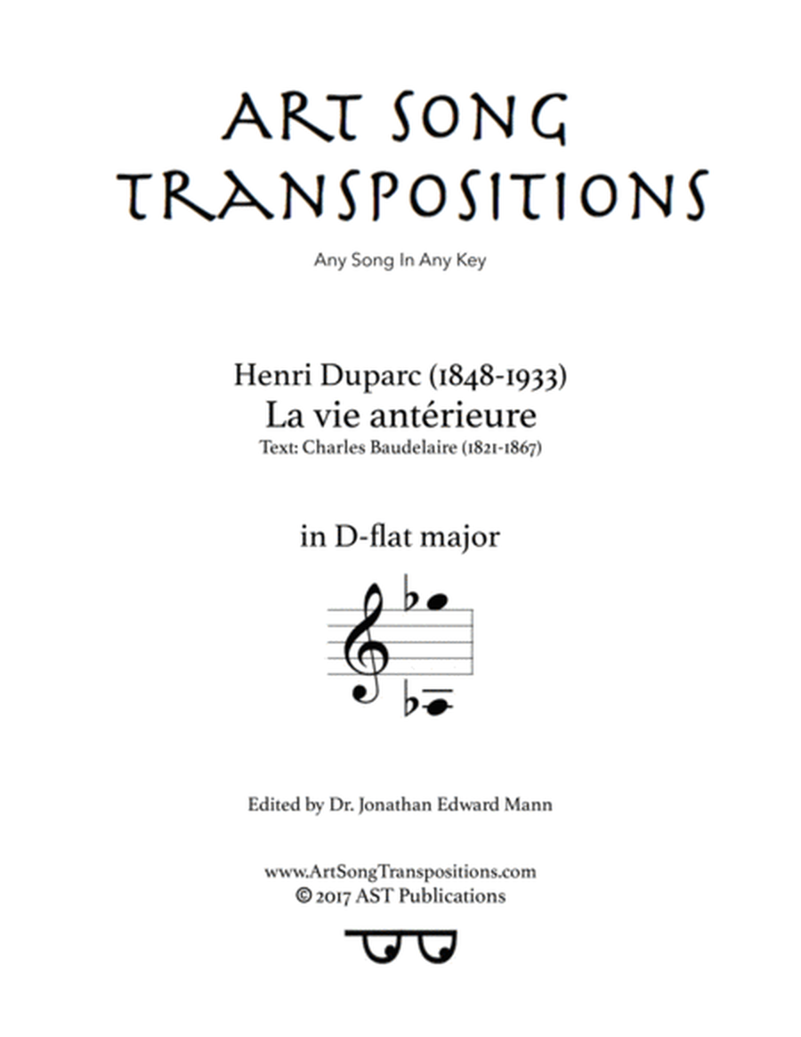 DUPARC: La vie antérieure (transposed to D-flat major)
