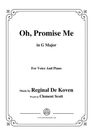 Book cover for Reginal De Koven-Oh,Promise Me,in G Major,for Voice&Piano