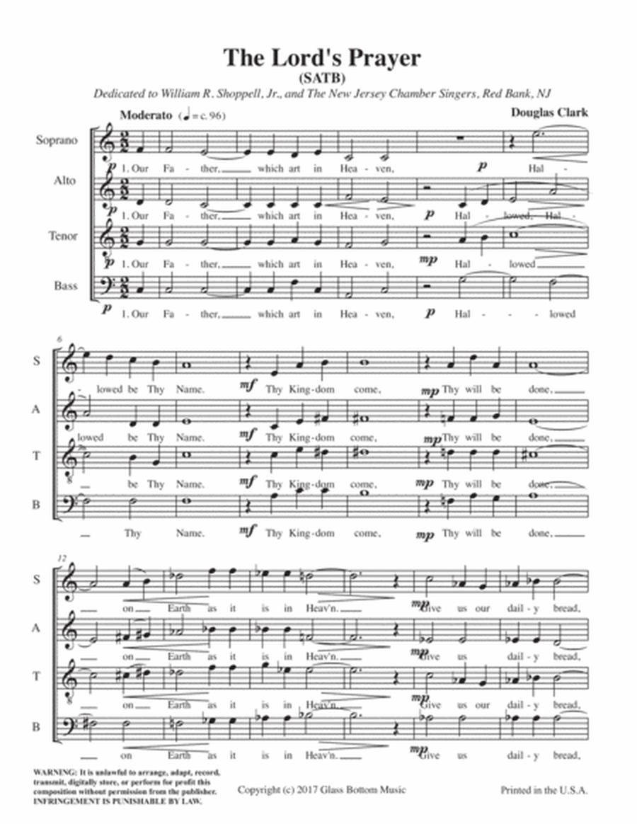 The Lord's Prayer - SATB image number null