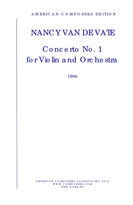 Book cover for [Van de Vate] Concerto No. 1 for Violin and Orchestra