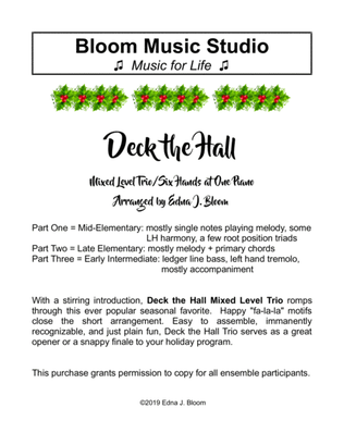 Book cover for Deck the Hall (Mixed Level Piano Ensemble)