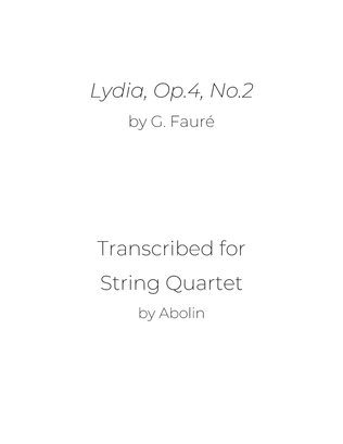 Book cover for Fauré: Lydia, Op.4, No.2 - String Quartet