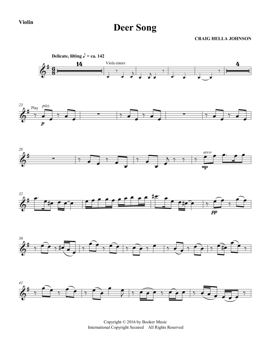 Deer Song (from Considering Matthew Shepard) - Violin