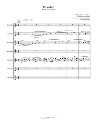 Book cover for Recordare (from "Requiem") (F) (Violin Septet)