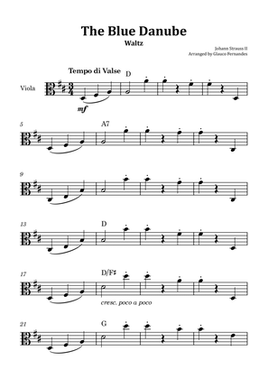 Book cover for The Blue Danube - Viola Solo with Chord Notations