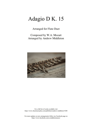 Book cover for Adagio in D arranged for Flute Duet