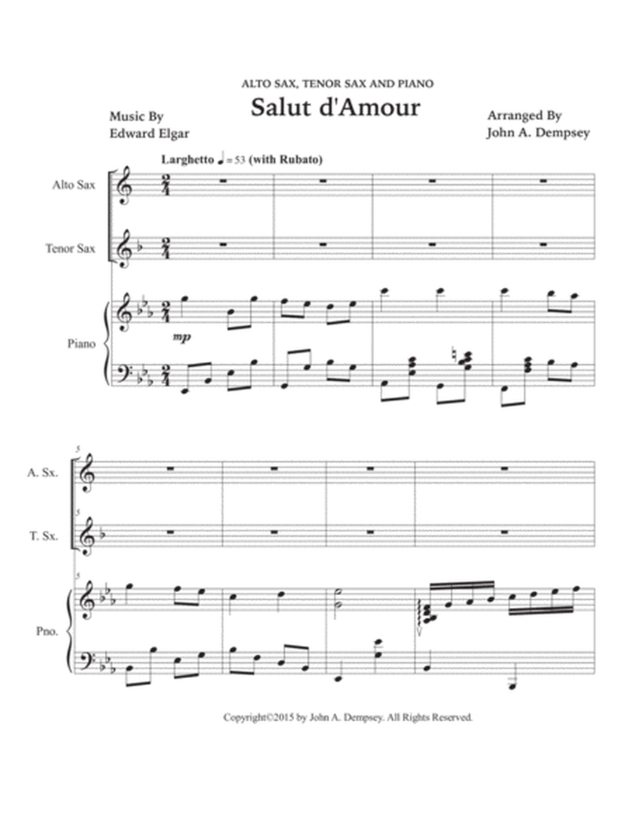 Salut d'Amour (Love's Greeting): Trio for Alto Sax, Tenor Sax and Piano image number null