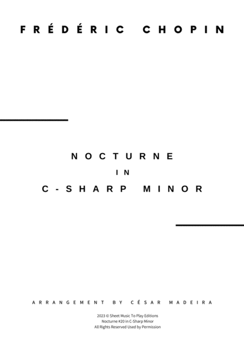 Nocturne No.20 in C Sharp minor - Bassoon Solo, Strings and Piano (Full Score and Parts) image number null