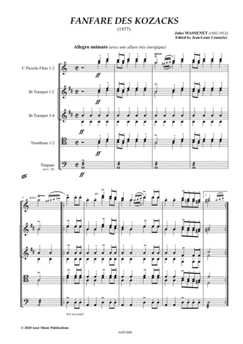 J. MASSENET (1842-1912) : FANFARE DES KOZACKS (1877) for Piccolo Flute, Brass Ensemble and Timpani image number null