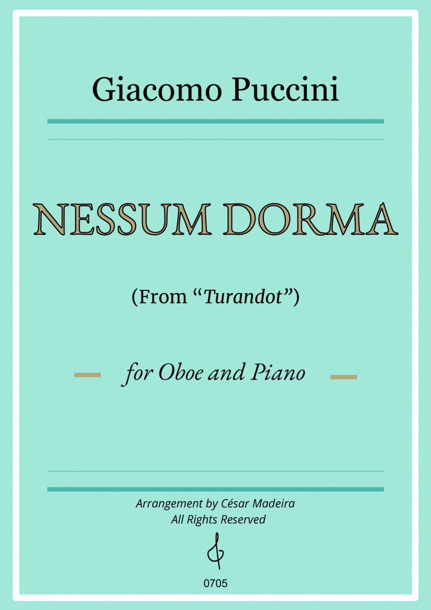 Nessun Dorma by Puccini - Oboe and Piano (Individual Parts) image number null