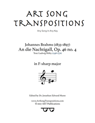 BRAHMS: An die Nachtigall, Op. 46 no. 4 (transposed to F-sharp major)