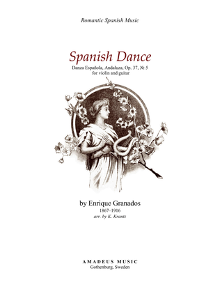 Book cover for Spanish Dance No. 5, Danza espanola, Andaluza Op. 37 for violin and guitar