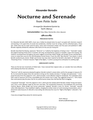 Book cover for Nocturne and Serenade from Petite Suite for Woodwind Quintet