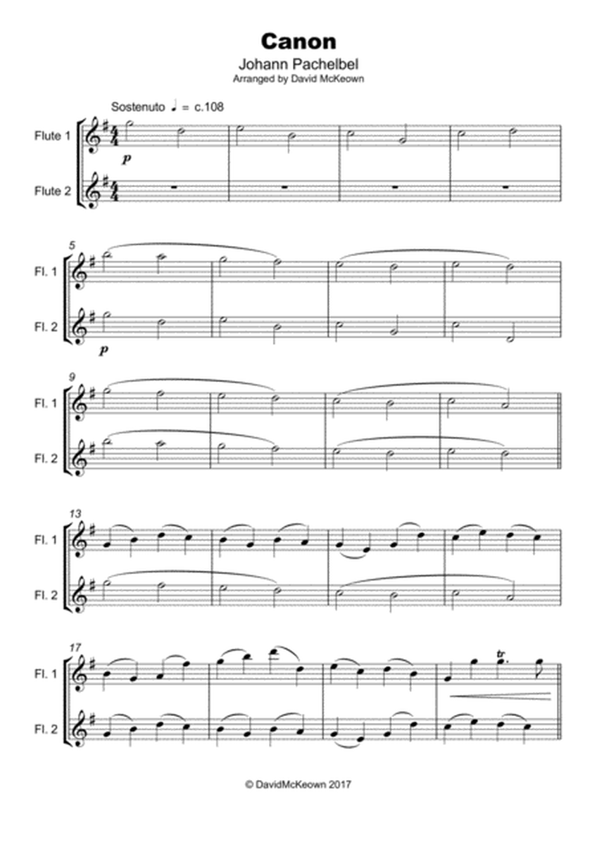 Pachelbel's Canon, Flute Duet (with optional bass part)